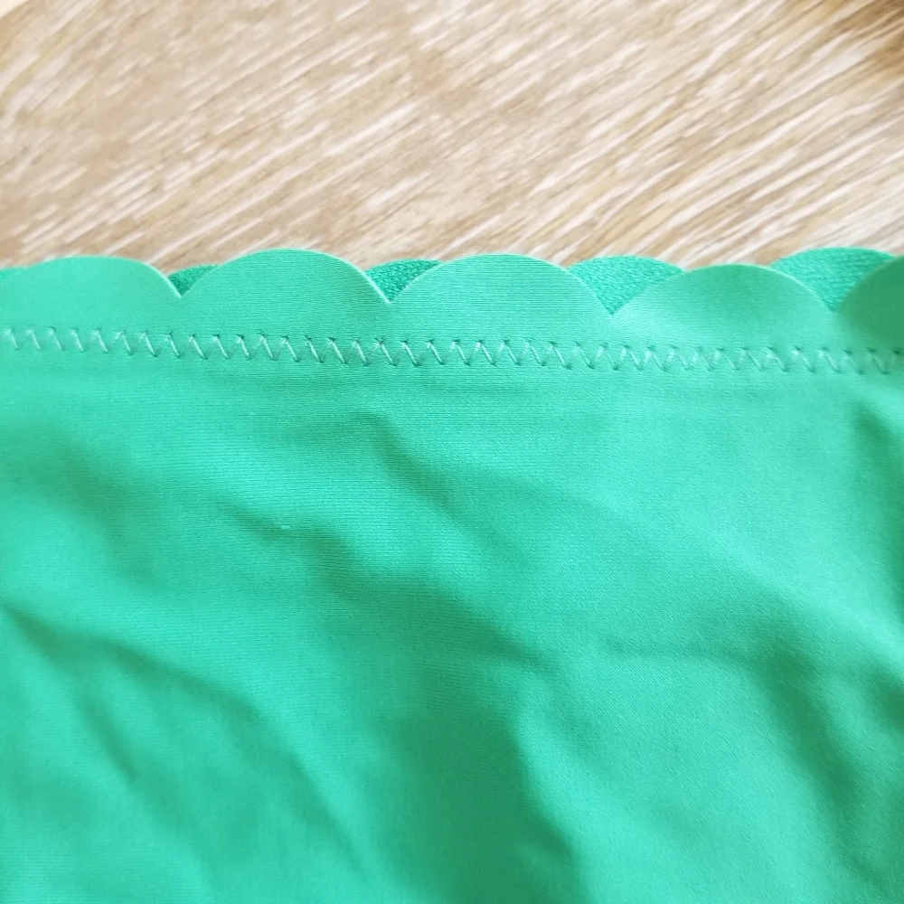 NWT Rhode Green Scallop Edge High Rise Bikini Bottom Size Large